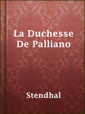cover image of La Duchesse De Palliano